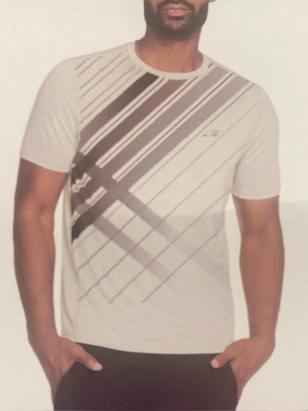 Skechers Men's XLWhite Crew Neck Graphic Tee with Diagonal Stripe Design, NWT